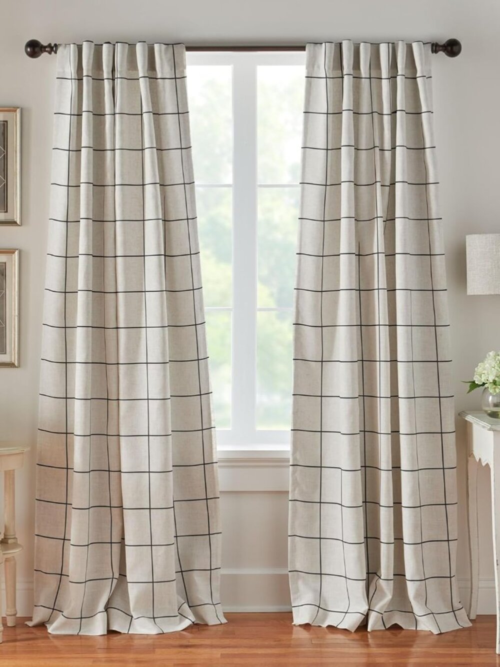 Brighton Windowpane Plaid Blackout Window Curtain Panel, Black - 52" W x 84" L